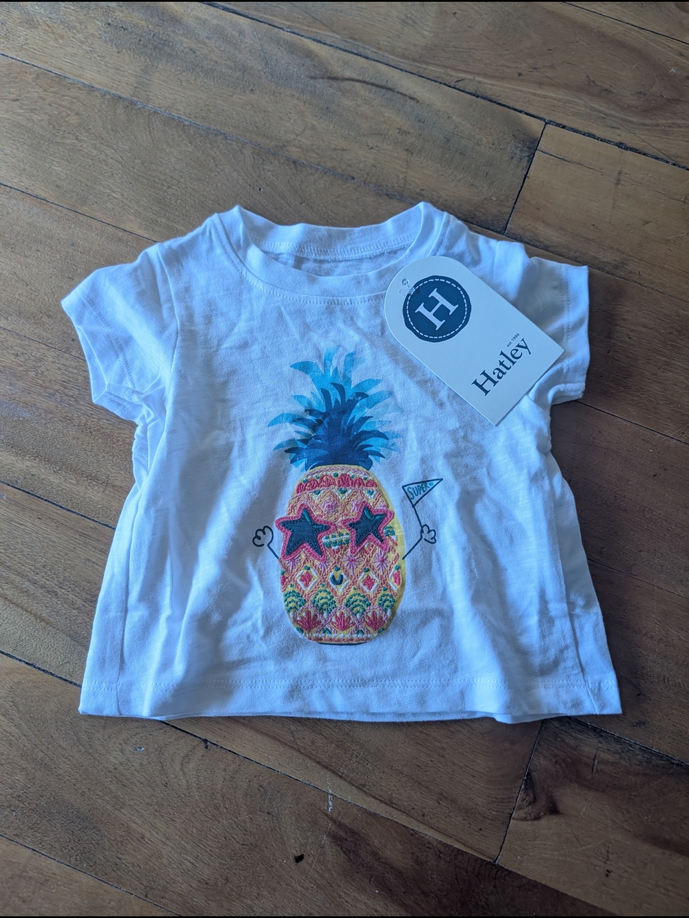 Hatley White Tee with Colorful Pineapple Graphic NWT
